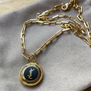 YSL black and gold paperclip necklace NEW